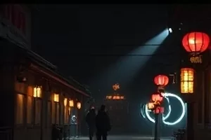 《霓虹旧巷》夜雨街巷霓虹灯横版画面